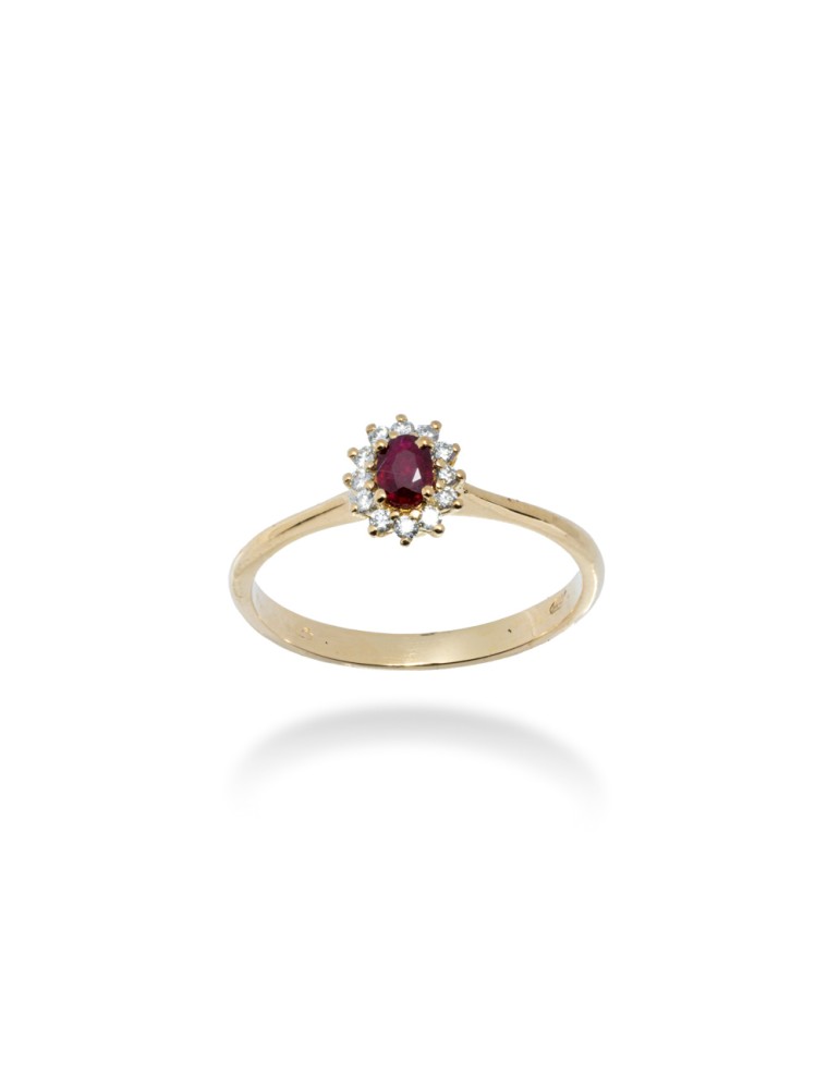 ANELLO KATE IN ORO 18 KT CON DIAMANTI E RUBINO
