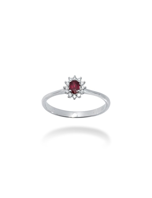 ANELLO KATE IN ORO 18 KT CON DIAMANTI E RUBINO