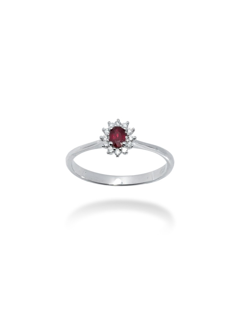 ANELLO KATE IN ORO 18 KT CON DIAMANTI E RUBINO