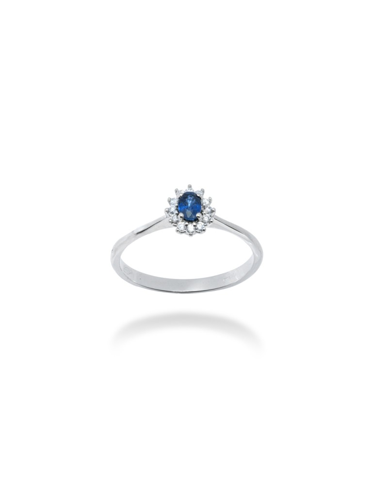 ANELLO KATE IN ORO 18 KT CON DIAMANTI E ZAFFIRO