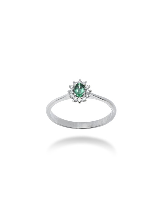 ANELLO KATE IN ORO 18 KT CON DIAMANTI E SMERALDO