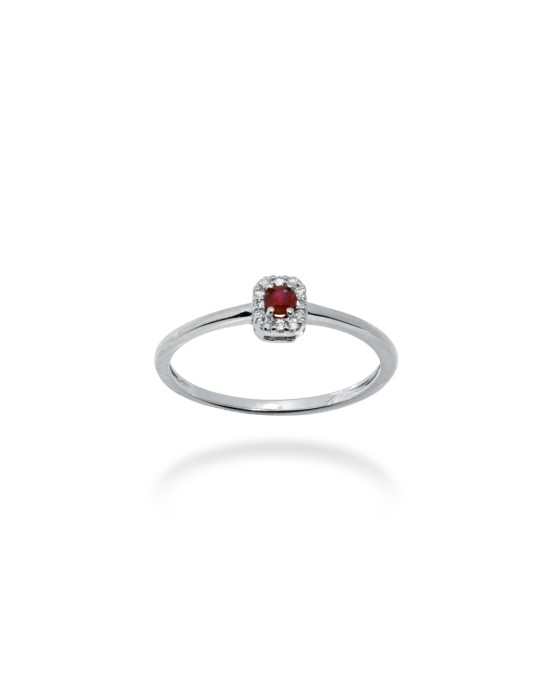 ANELLO OTTAGONALE IN ORO 18 KT E RUBINO