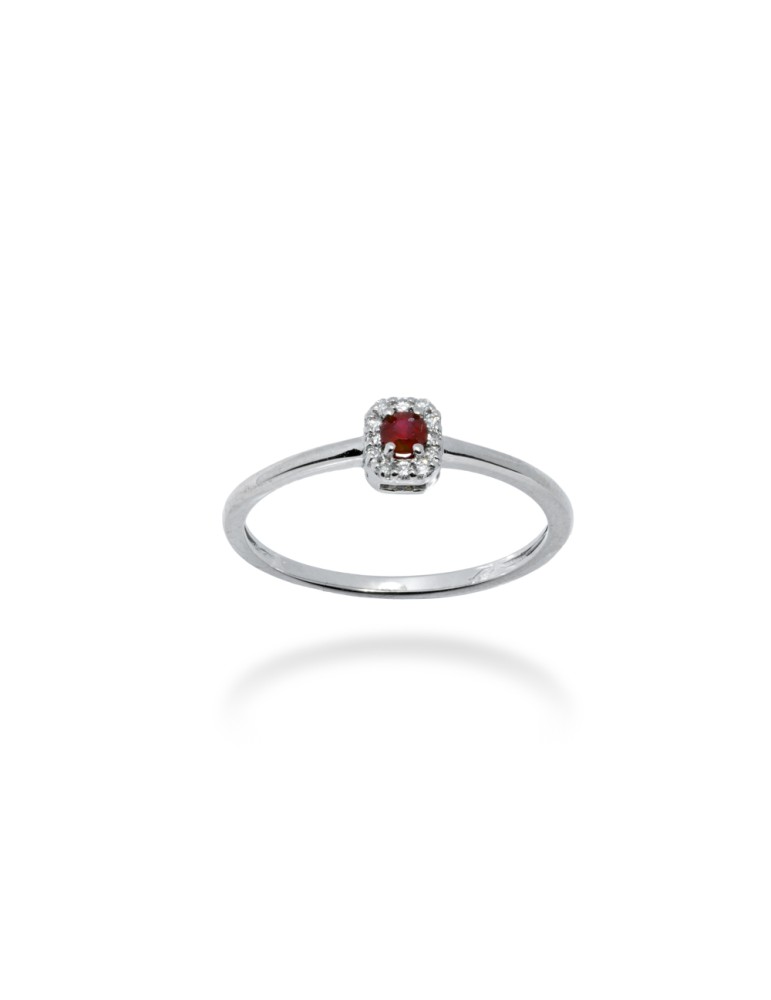 ANELLO OTTAGONALE IN ORO 18 KT E RUBINO