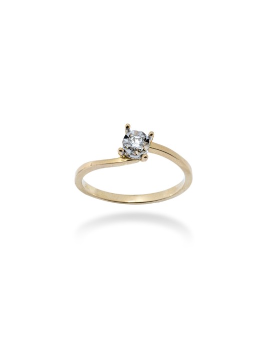 ANELLO SOLITARIO IN ORO GIALLO 18 KT CON DIAMANTE