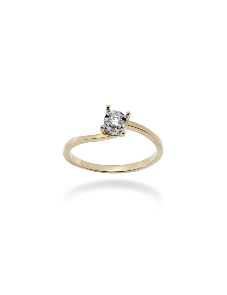 ANELLO SOLITARIO IN ORO GIALLO 18 KT CON DIAMANTE