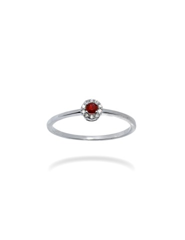 ANELLO TONDO IN ORO 18 KT CON DIAMANTI E RUBINO