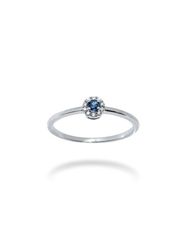 ANELLO TONDO IN ORO 18 KT CON DIAMANTI E ZAFFIRO