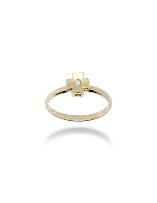 ANELLO QUADRIFOGLIO IN ORO 18 KT CON DIAMANTE