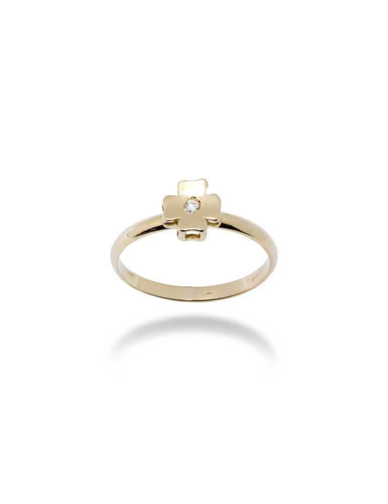 ANELLO QUADRIFOGLIO IN ORO 18 KT CON DIAMANTE