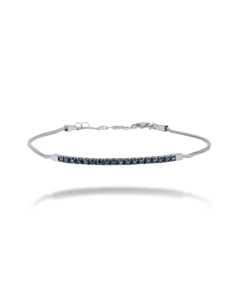 BRACCIALE MEZZO TENNIS IN ORO 18 KT CON ZAFFIRI