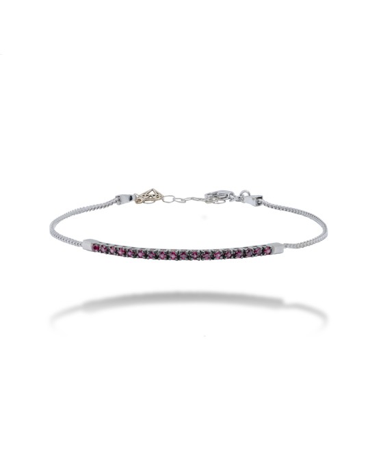 BRACCIALE MEZZO TENNIS IN ORO 18 KT CON RUBINI
