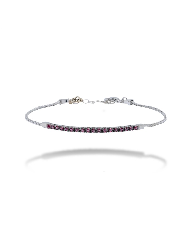 BRACCIALE MEZZO TENNIS IN ORO 18 KT CON RUBINI