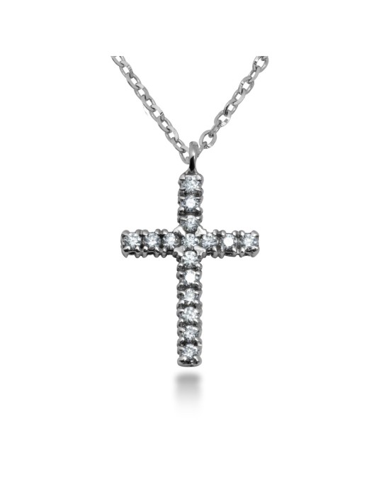 COLLANA CROCE STILIZZATA IN ORO 18 KT CON DIAMANTI