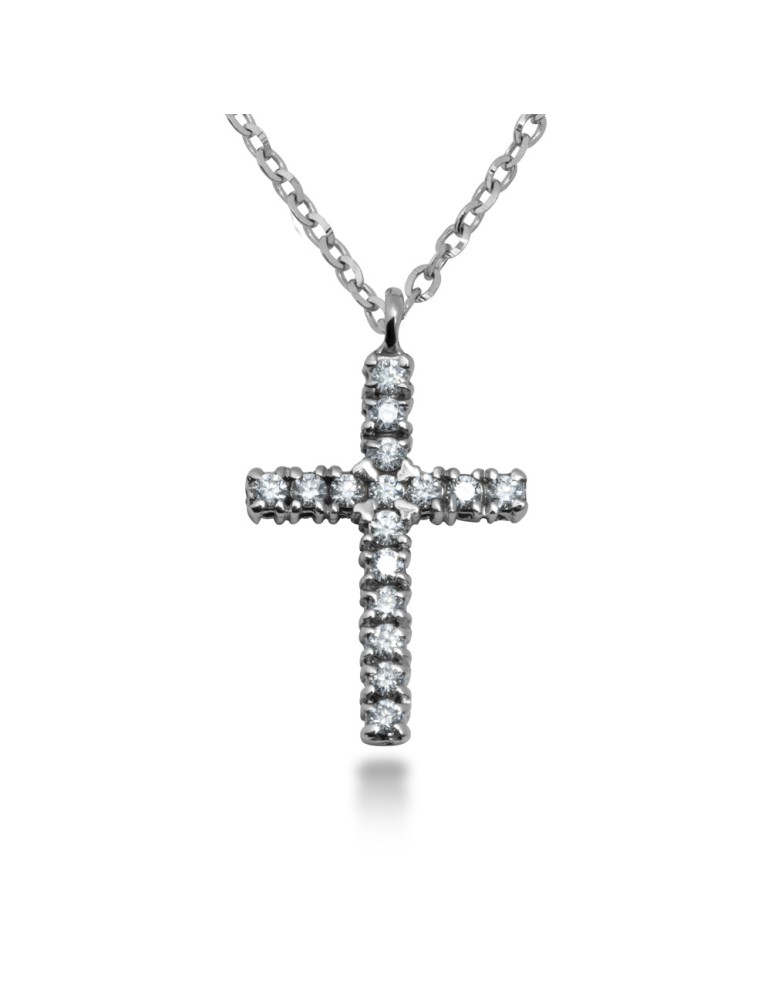 COLLANA CROCE STILIZZATA IN ORO 18 KT CON DIAMANTI