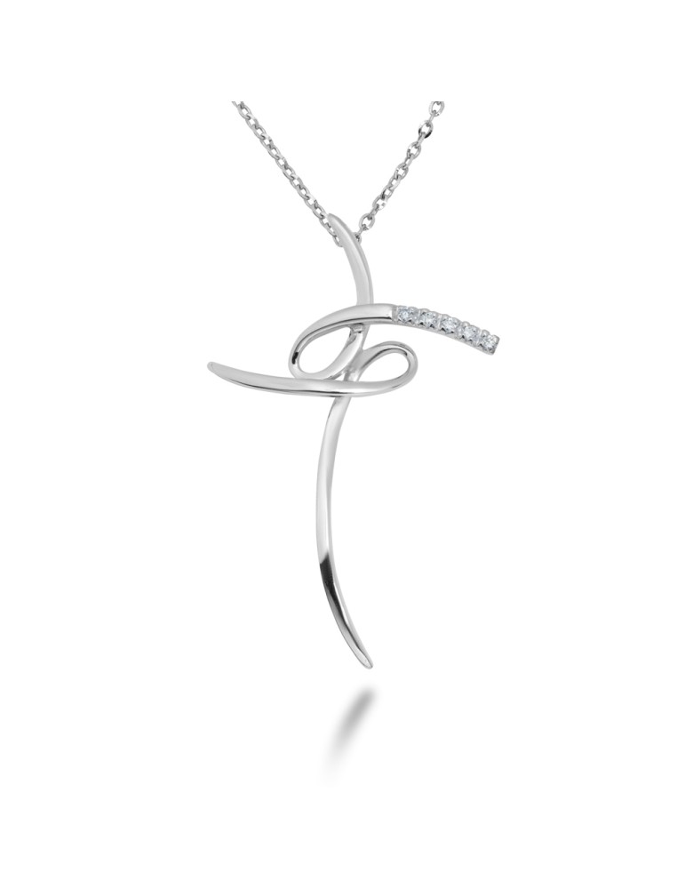 COLLANA CROCE MODERNA IN ORO 18 KT CON DIAMANTI