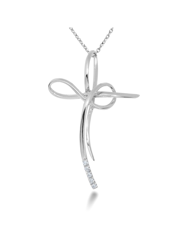 COLLANA CROCE MODERNA IN ORO 18 KT CON DIAMANTI