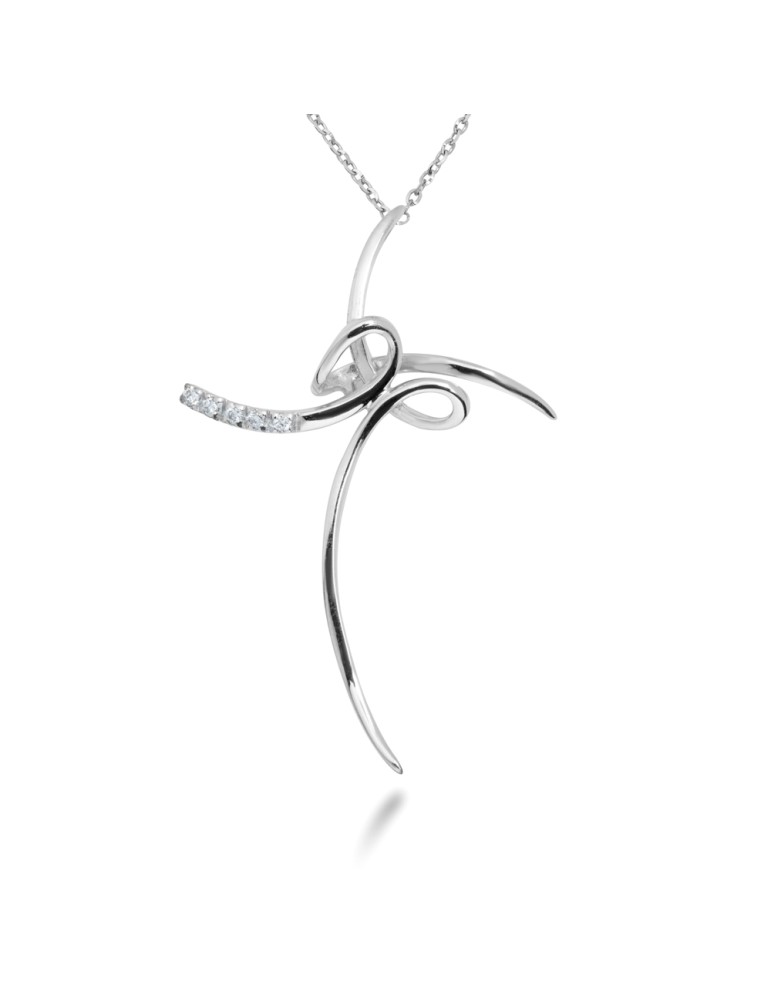 COLLANA CROCE MODERNA IN ORO 18 KT CON DIAMANTI