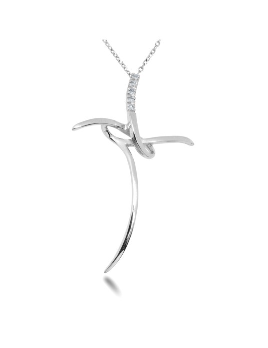 COLLANA CROCE MODERNA IN ORO 18 KT CON DIAMANTI