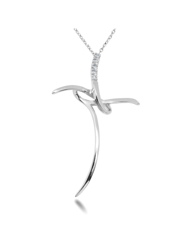 COLLANA CROCE MODERNA IN ORO 18 KT CON DIAMANTI