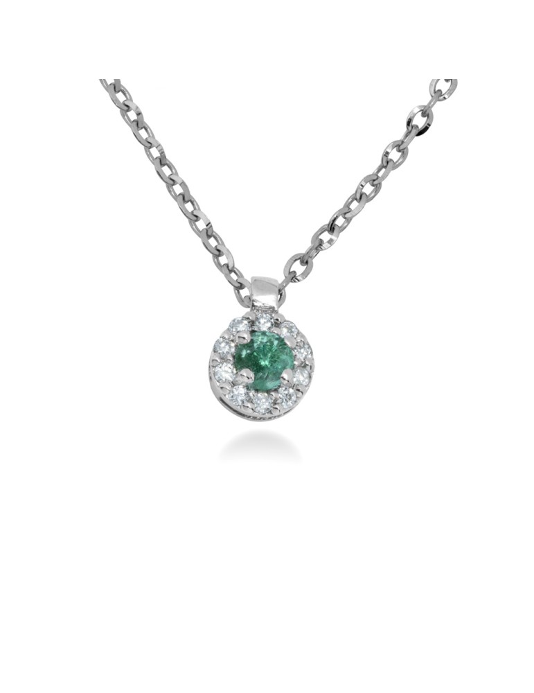 COLLANA TONDA IN ORO 18 KT CON DIAMANTI E SMERALDO