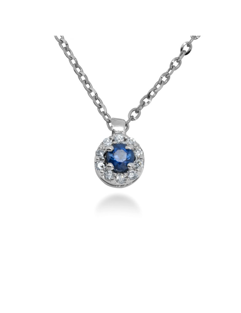 COLLANA TONDA IN ORO 18 KT CON DIAMANTI E ZAFFIRO