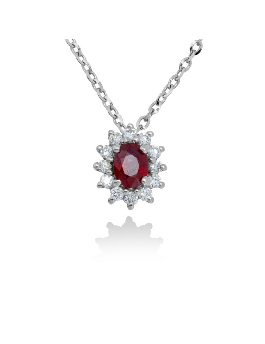 COLLANA KATE IN ORO 18 KT CON DIAMANTI E RUBINO