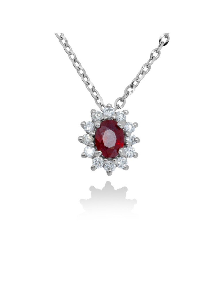 COLLANA KATE IN ORO 18 KT CON DIAMANTI E RUBINO