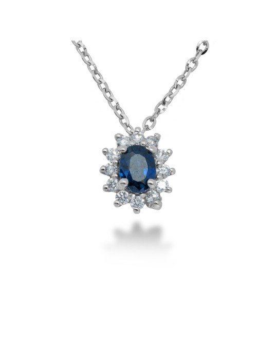 COLLANA KATE IN ORO 18 KT CON DIAMANTI E ZAFFIRO