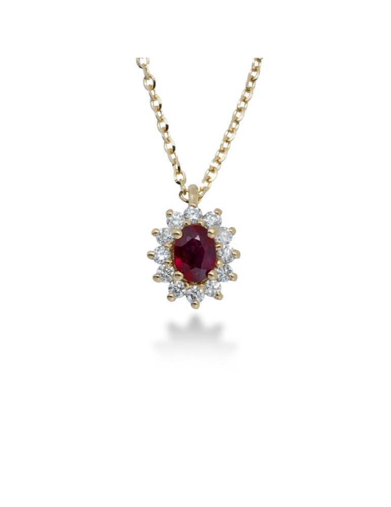COLLANA KATE IN ORO 18 KT CON DIAMANTI E RUBINO