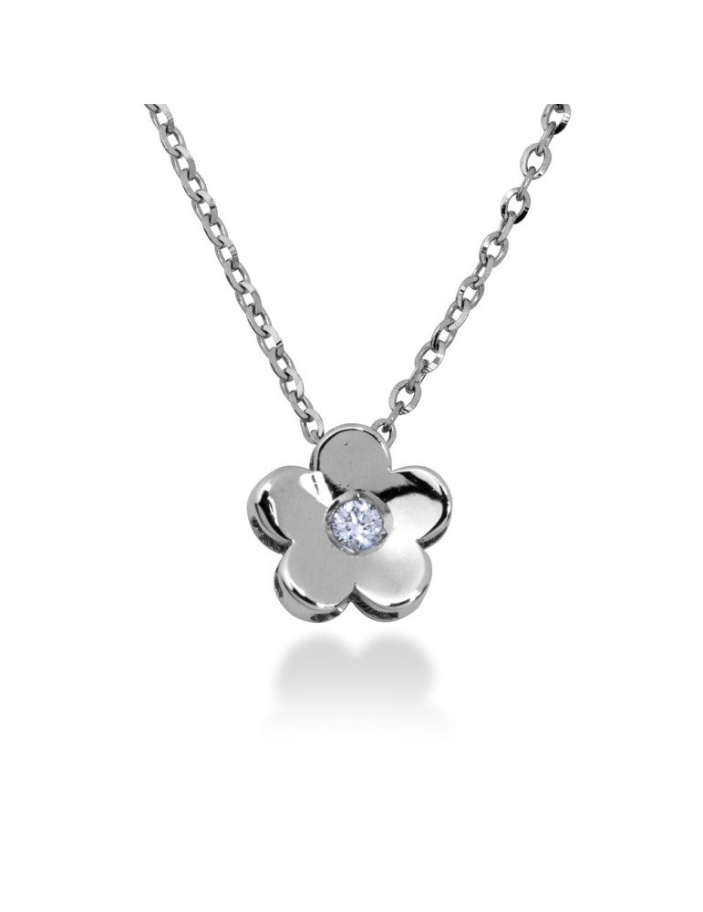 COLLANA FIORE IN ORO 18 KT CON DIAMANTE