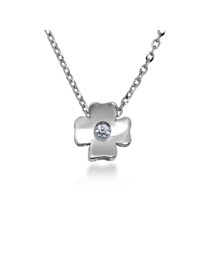 COLLANA QUADRIFOGLIO IN ORO 18 KT CON DIAMANTE