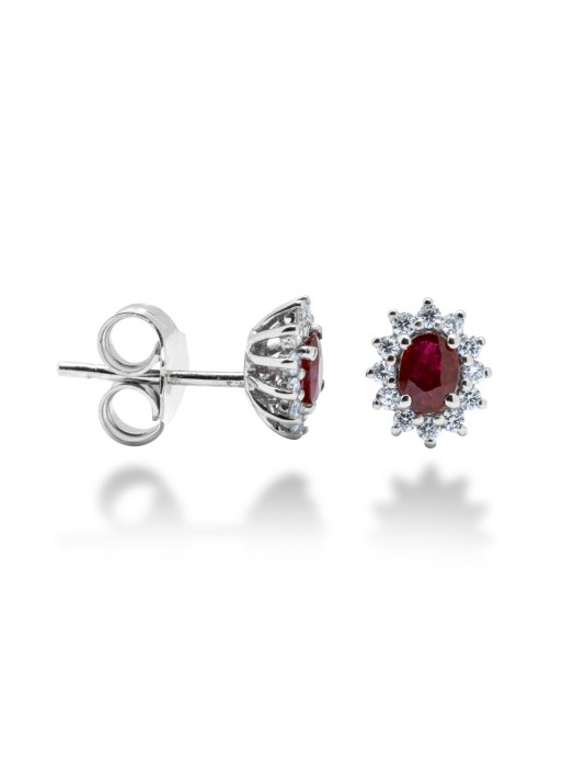 ORECCHINI KATE IN ORO 18 KT CON DIAMANTI E RUBINI