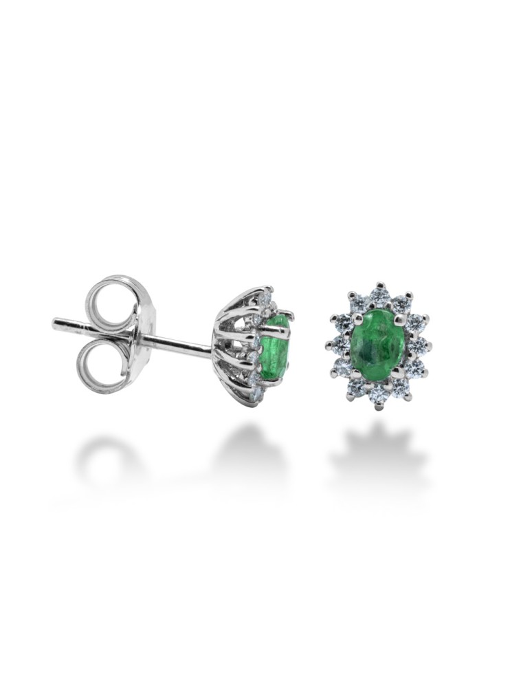 ORECCHINI KATE IN ORO 18 KT CON DIAMANTI E SMERALDI
