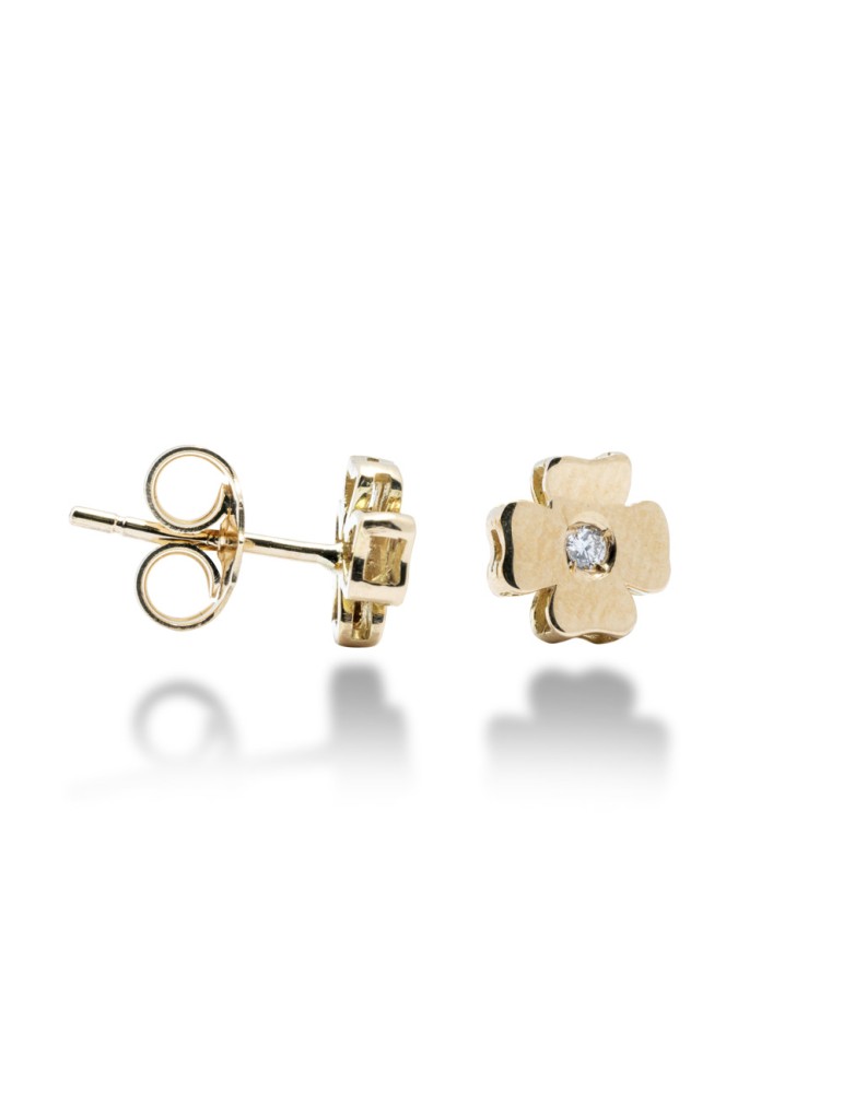 ORECCHINI QUADRIFOGLIO IN ORO 18 KT DIAMANTI