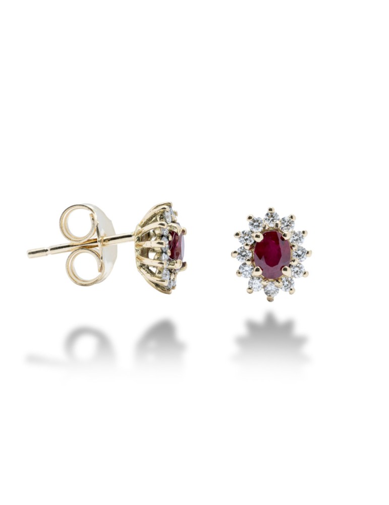 ORECCHINI KATE IN ORO 18 KT CON DIAMANTI E RUBINI