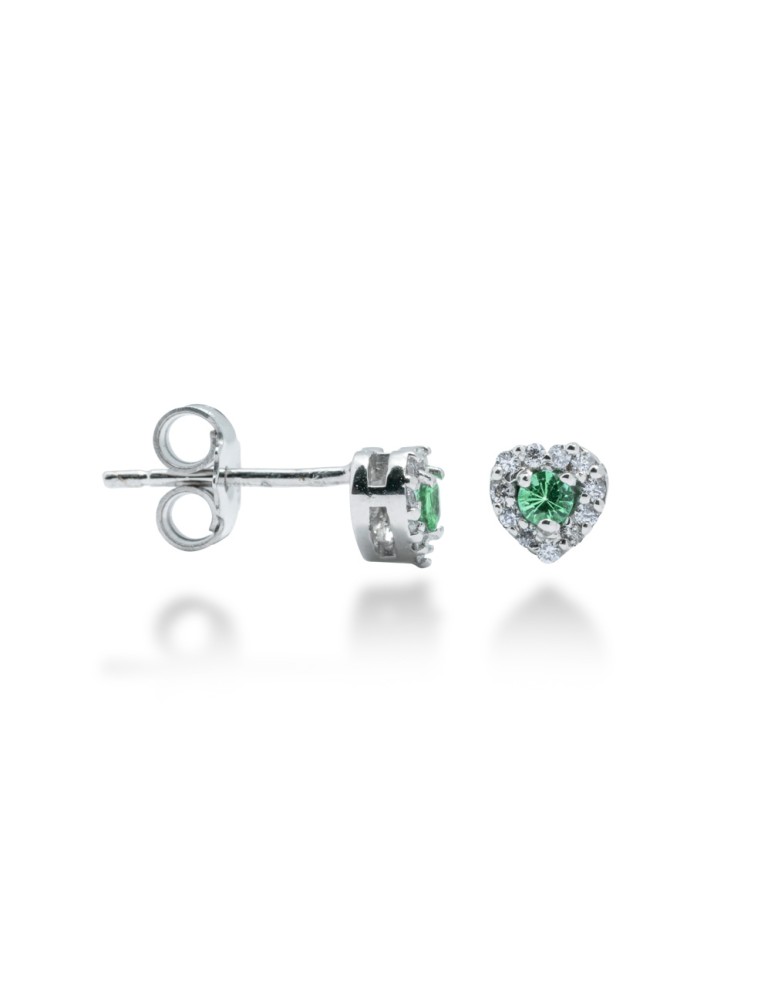 ORECCHINI CUORE IN ORO 18 KT CON DIAMANTI E SMERALDI